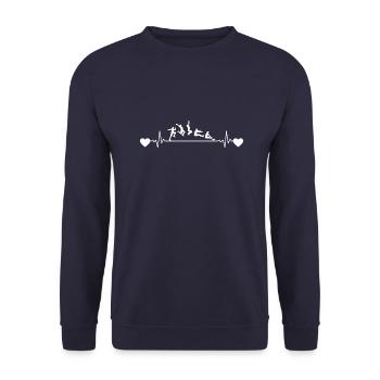 Weitsprung EKG Weitspringer Dreisprung Sportlehrer - Unisex Pullover - Navy - Vorne - Alina (178cm) & Michal (187cm)