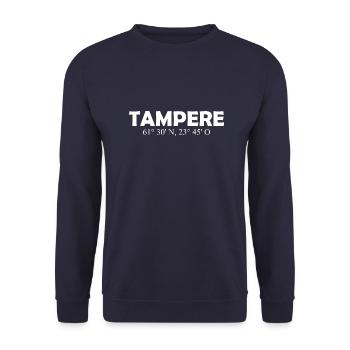 Tampere - Finland - Coordinates - Longitude - Unisex Sweatshirt - navy - Front - Alina (178cm) & Michal (187cm)