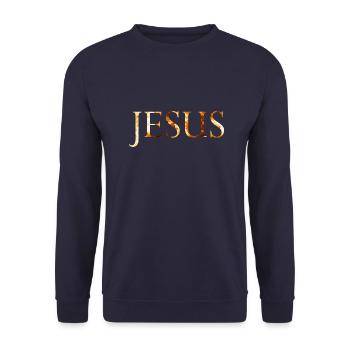 Jesus Feuerball - Unisex Pullover - Navy - Vorne - Alina (178cm) & Michal (187cm)