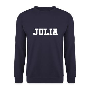 Name - Julia - Unisex Sweatshirt - navy - Front - Alina (178cm) & Michal (187cm)