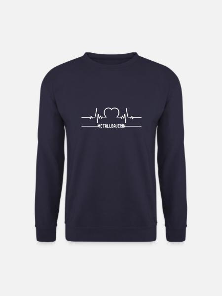 Metallbauerin Herzschlag Herz Metallbau Kollegin - Unisex Pullover - Navy
