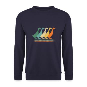 Silhouette Cadeau Canard Running Duck Propriétaire - Sweat-shirt Unisexe - marine - Devant - Alina (178cm) & Michal (187cm)