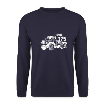 Ural 375 Fahrer sowjetische Beruf USSR - Unisex Pullover - Navy - Vorne - Alina (178cm) & Michal (187cm)