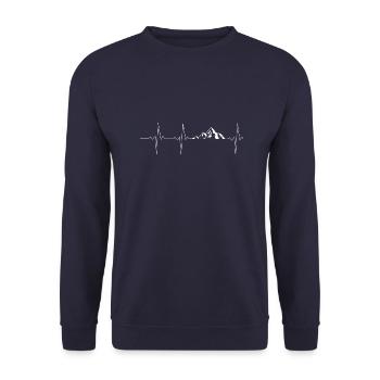Heartbeat Mountains mountains white frequency - Unisex Sweatshirt - navy - Front - Alina (178cm) & Michal (187cm)