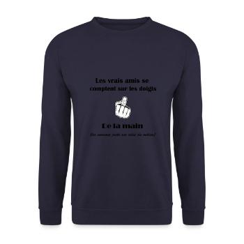 les vrais amis cadeau humour citations drôles - Sweat-shirt Unisexe - marine - Devant - Alina (178cm) & Michal (187cm)