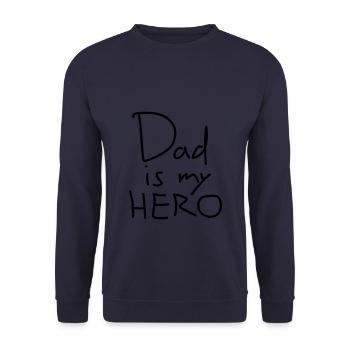 Dad is my HERO - Papa ist mein Held - Unisex Pullover - Navy - Vorne - Alina (178cm) & Michal (187cm)