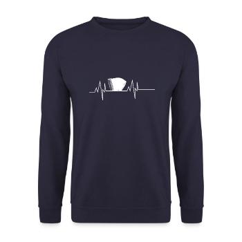 Akkordeon Herzschlag - Unisex Pullover - Navy - Vorne - Alina (178cm) & Michal (187cm)