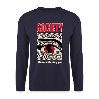 Society we're watching you - Sweat-shirt Unisexe - marine - Devant - Alina (178cm) & Michal (187cm)