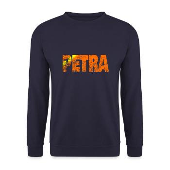 Nom de l’inscription Petra Name - Sweat-shirt Unisexe - marine - Devant - Alina (178cm) & Michal (187cm)