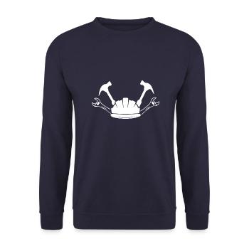 Construction Site Construction Worker Craft Helmet Silhouette - Unisex Sweatshirt - navy - Front - Alina (178cm) & Michal (187cm)