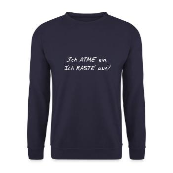 Ich atme ein. Ich raste aus. - Unisex Pullover - Navy - Vorne - Alina (178cm) & Michal (187cm)