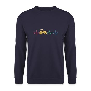 Heartbeat Tractor Agriculture Gift Vintage - Unisex Sweatshirt - navy - Front - Alina (178cm) & Michal (187cm)