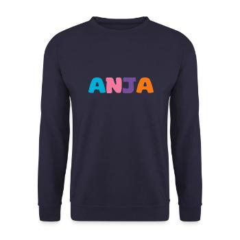 Name - Anja - Unisex Pullover - Navy - Vorne - Alina (178cm) & Michal (187cm)