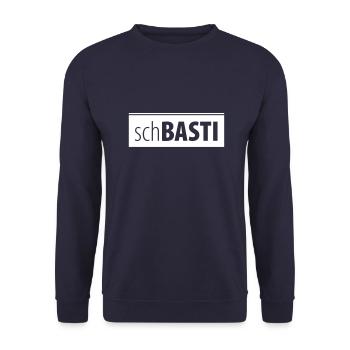 schBASTI – Basti Sebastian Bastian Namensshirt - Unisex Pullover - Navy - Vorne - Alina (178cm) & Michal (187cm)