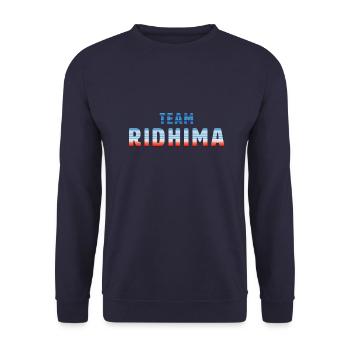 Team Ridhima | Warming Stripes - Unisex Pullover - Navy - Vorne - Alina (178cm) & Michal (187cm)