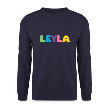 Name - Leyla - Unisex Pullover - Navy - Vorne - Alina (178cm) & Michal (187cm)