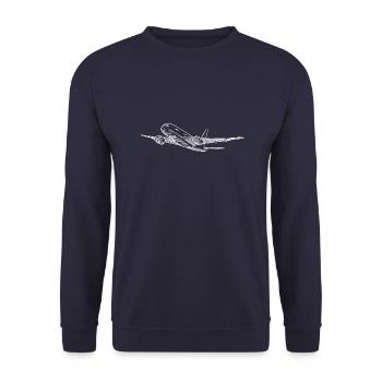 Flugzeug Skizze Passagier - Unisex Pullover - Navy - Vorne - Alina (178cm) & Michal (187cm)