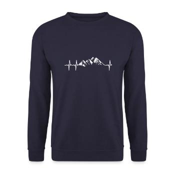Hiking Mountains Mountain Forest Heartbeat Frequency Pulse 2w - Unisex Sweatshirt - navy - Front - Alina (178cm) & Michal (187cm)