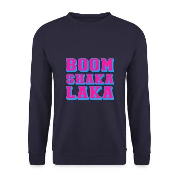 boom shaka laka - Unisex Sweatshirt - navy - Front - Alina (178cm) & Michal (187cm)