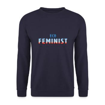 Eco Feminist | Warming Stripes - Unisex Pullover - Navy - Vorne - Alina (178cm) & Michal (187cm)