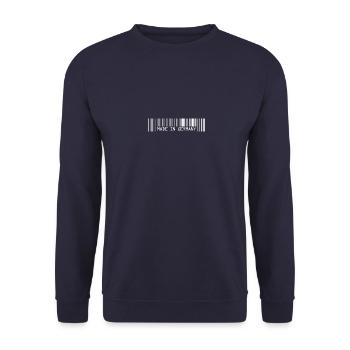 Made in Germany - Deutschland - Barcode - Strichco - Unisex Sweatshirt - navy - Front - Alina (178cm) & Michal (187cm)