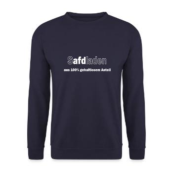 SafdLaden aus 100% gehaltlosem Anteil in weiß - Unisex Pullover - Navy - Vorne - Alina (178cm) & Michal (187cm)