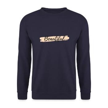 Beautiful - yellow - Unisex Pullover - Navy - Vorne - Alina (178cm) & Michal (187cm)
