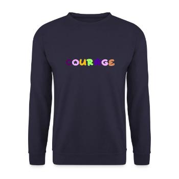 Mut positives Denken - Unisex Pullover - Navy - Vorne - Alina (178cm) & Michal (187cm)