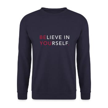 believe in yourself. Crois en toi. - Sweat-shirt Unisexe - marine - Devant - Alina (178cm) & Michal (187cm)