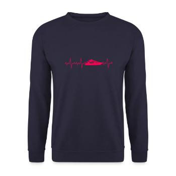 Heartbeat Boat Yacht Sports Boat Gift - Unisex Sweatshirt - navy - Front - Alina (178cm) & Michal (187cm)