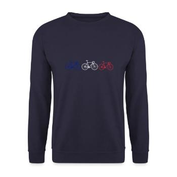 Bicycle Road Bike Wheel Tour France Gift Idea - Unisex Sweatshirt - navy - Front - Alina (178cm) & Michal (187cm)