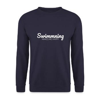 Schwimmen Geschenk Schwimmer Wassersport Sport - Unisex Sweatshirt - navy - Front - Alina (178cm) & Michal (187cm)
