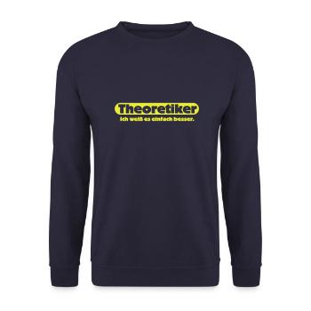 Theoretiker - Ich weiss es einfach besser - Unisex Pullover - Navy - Vorne - Alina (178cm) & Michal (187cm)