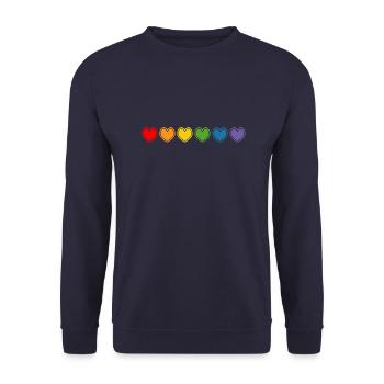 queer regenbogen herzen lgbtqi LGBT lgbtqi queer - Unisex Pullover - Navy - Vorne - Alina (178cm) & Michal (187cm)