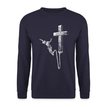 Bungee Jesus - Saut à l’élastique - Jésus Saut à l’élastique - Sweat-shirt Unisexe - marine - Devant - Alina (178cm) & Michal (187cm)