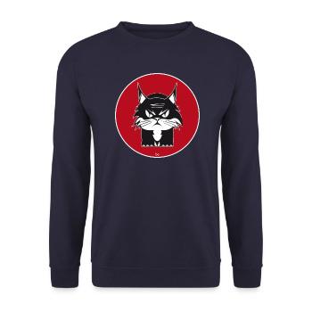 Cat/Katze Japan Bo-Grafik - Unisex Pullover - Navy - Vorne - Alina (178cm) & Michal (187cm)