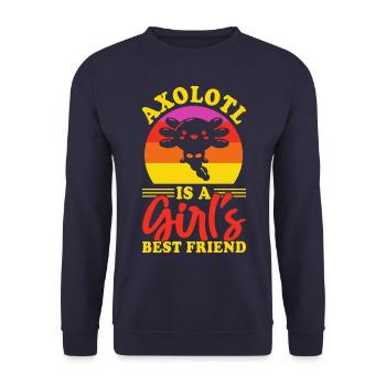 axolotls is girls best friend - Unisex Pullover - Navy - Vorne - Alina (178cm) & Michal (187cm)