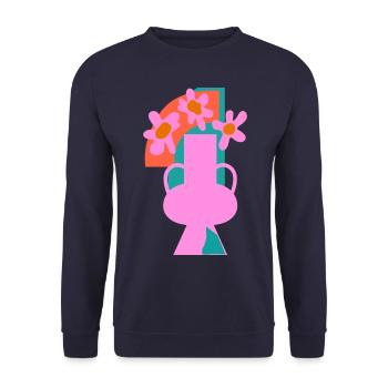Collage aus Topfblumen - Unisex Pullover - Navy - Vorne - Alina (178cm) & Michal (187cm)