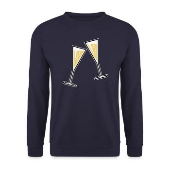 2 Sektgläser (Sekt / Trichter / Zu / 3C) - Unisex Pullover - Navy - Vorne - Alina (178cm) & Michal (187cm)