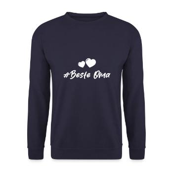 Beste Oma Herzen Liebe - Unisex Pullover - Navy - Vorne - Alina (178cm) & Michal (187cm)