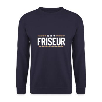 Friseur Beruf - Unisex Pullover - Navy - Vorne - Alina (178cm) & Michal (187cm)