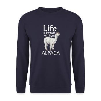 Alpaca-Shirt - Unisex Pullover - Navy - Vorne - Alina (178cm) & Michal (187cm)