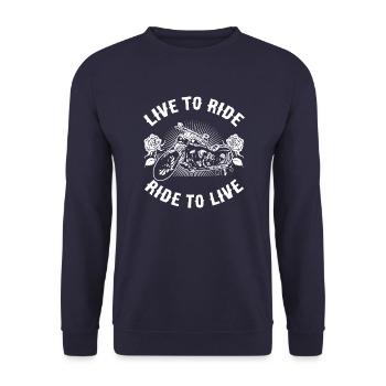 Motorcycle Motorcycle Motorbike Shirt - Unisex Sweatshirt - navy - Front - Alina (178cm) & Michal (187cm)