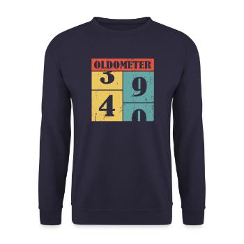 40 vierzig vierzigster Geburtstag oldometer - Shir - Unisex Pullover - Navy - Vorne - Alina (178cm) & Michal (187cm)