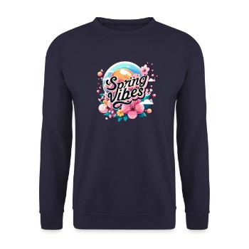 Vibrations printanières Réveil printanier - Sweat-shirt Unisexe - marine - Devant - Alina (178cm) & Michal (187cm)
