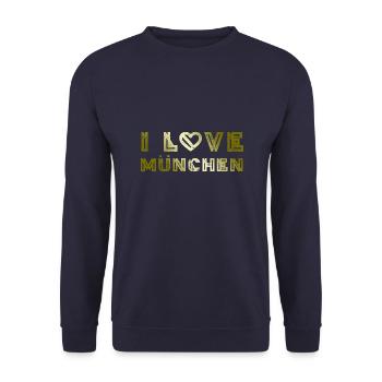 I Love München - Unisex Pullover - Navy - Vorne - Alina (178cm) & Michal (187cm)