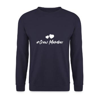 Crew Mitglied Herz Liebe - Unisex Pullover - Navy - Vorne - Alina (178cm) & Michal (187cm)