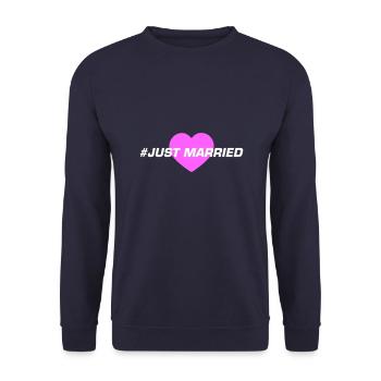 Coeur de mariage juste marié - Sweat-shirt Unisexe - marine - Devant - Alina (178cm) & Michal (187cm)