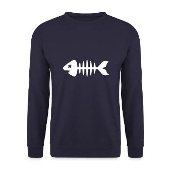 Fish Symbol Bone Bone - Unisex Sweatshirt - navy - Front - Alina (178cm) & Michal (187cm)