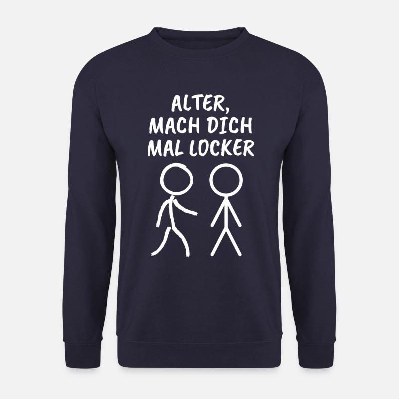 Strichmännchen - Spruch - locker machen - Ironie - Unisex Pullover - Navy
